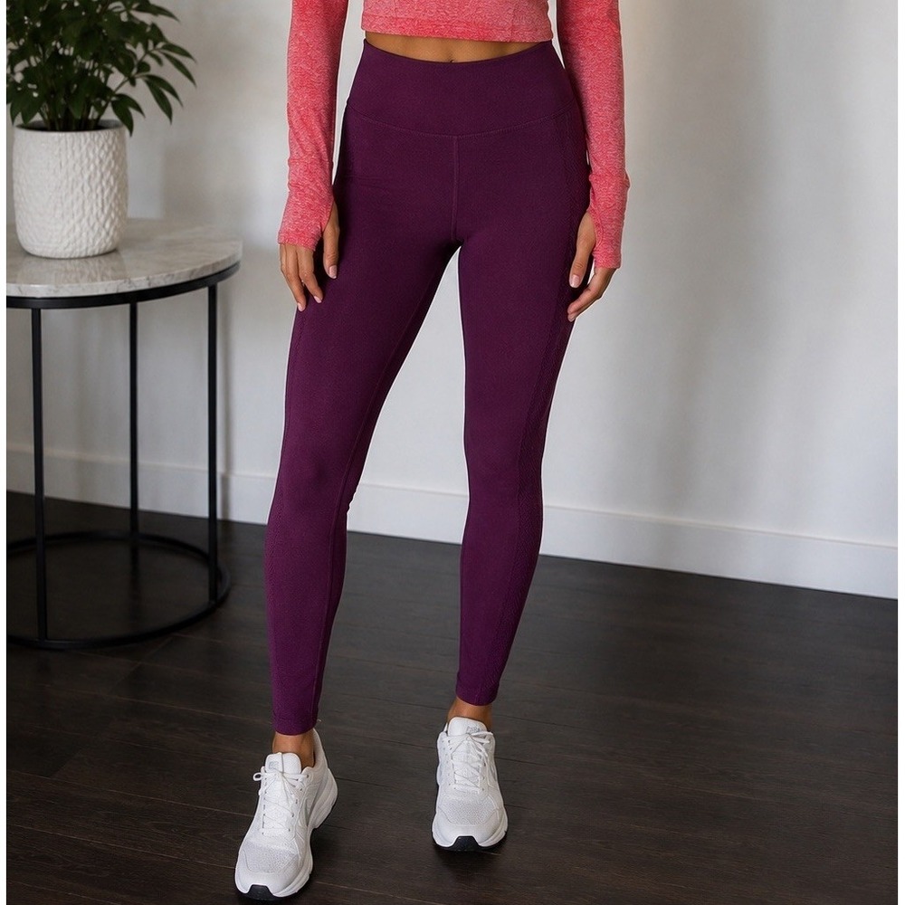 Fabletics SculptKnit Purple Magenta High Rise Leggings Yoga Pilates XS S